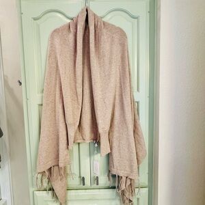 Mud Pie Tan Knit Shawl with Fringe